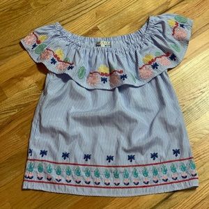 JoyJoy Striped Off Shoulder Fiesta Top